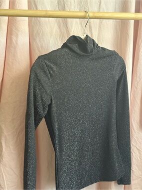 H&M Sparkle Black Long Sleeve Turtleneck Top